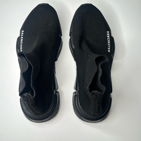 BALENCIAGA SPEED KNIT LOW RUNNERS SOCK FULL BLACK USA 8/ EU 38 WOMEN'S TRAINER - Picture 2 of 6